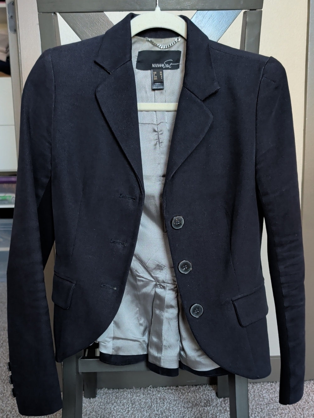 Mango Black Tailored Three-Button Blazer